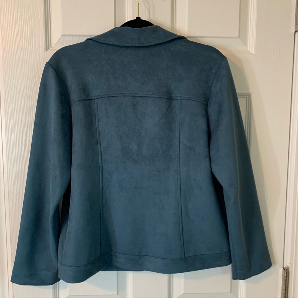 Chico’s Teal Faux Suede Zipper Jacket, size 1 (M/8) - Picture 8 of 9